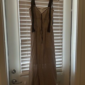 Blu Pepper Brown and White Gingham Maxi Dress